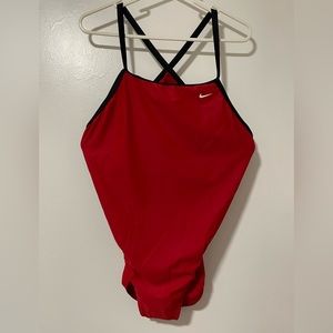 NWT Nike Red One-Piece Check Swimsuit Sz 14